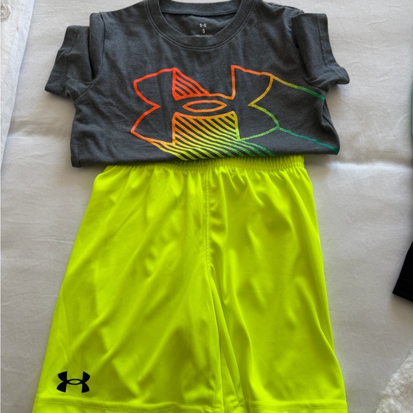 Under Armour Kids' Active Tee - Neon Yellow/Gray/Teal - Picture 3 of 6